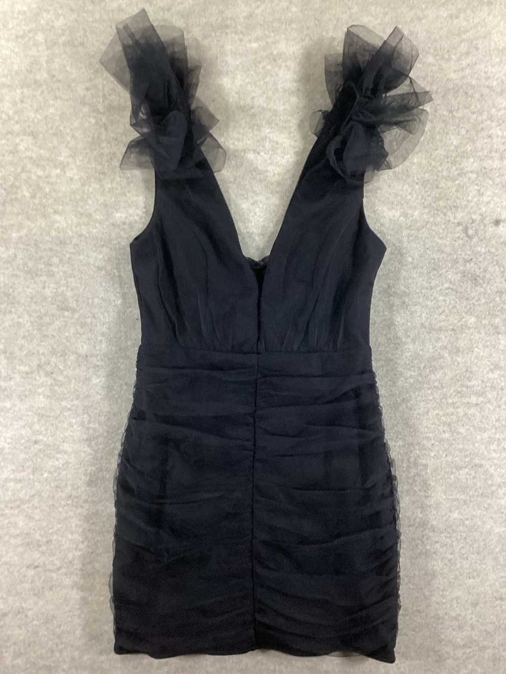 Lulu's Black Ruffled V-Neck Mini Dress